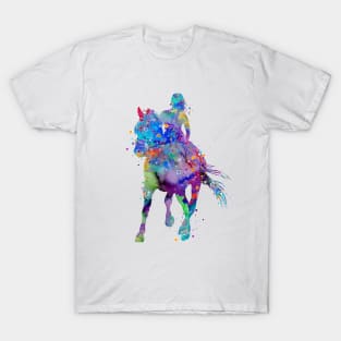 Girl Horse Rider Watercolor Equestrian Gift T-Shirt